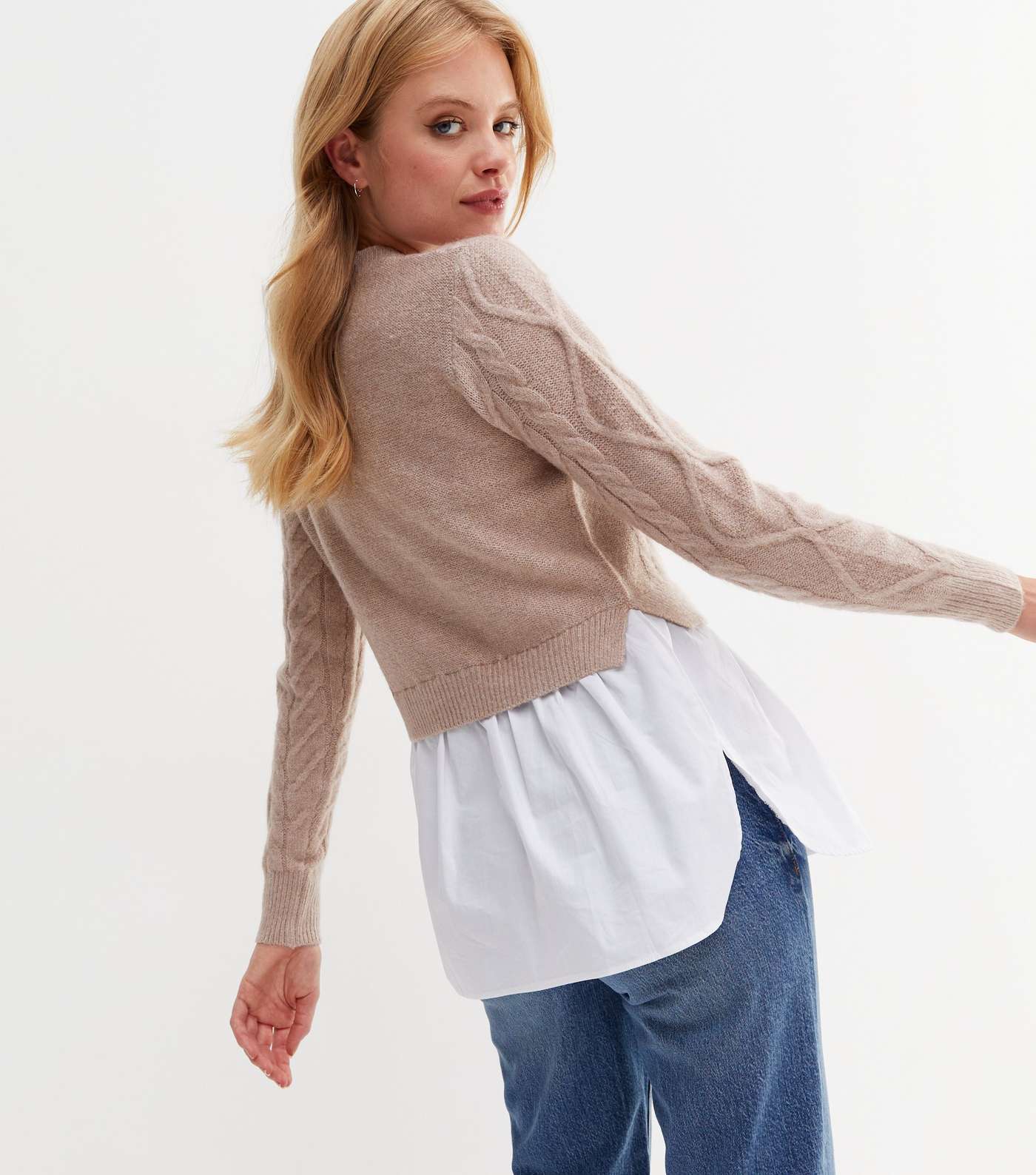 Mink Cable Knit 2-in-1 Jumper Shirt Image 4