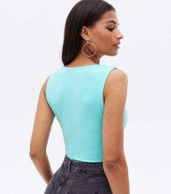 Cameo Rose Turquoise Slinky Sleeveless Bodysuit New Look