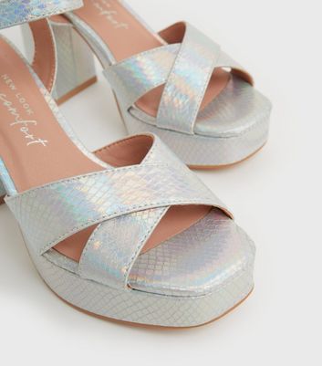 Time and Tru | Shoes | Holographic Platform Sandals | Poshmark