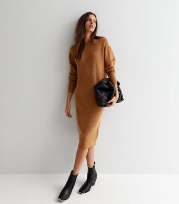 long sleeve knitted midi dress