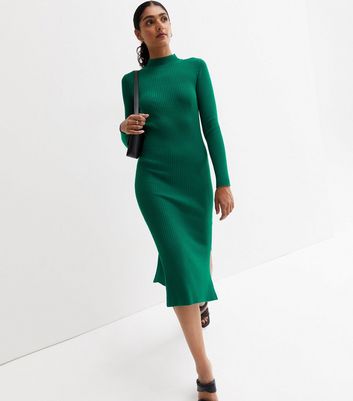 Green ribbed shop bodycon dress