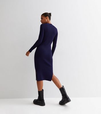 Navy store ribbed dress