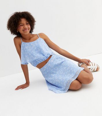 girls pale blue chiffon a line skirt