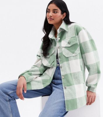 Click to view product details and reviews for Blue Vanilla Green Check Double Pocket Shacket New Look.