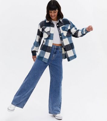 Click to view product details and reviews for Blue Vanilla Navy Check Double Pocket Shacket New Look.