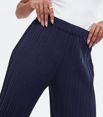 navy pleated trousers