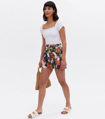 Pink Vanilla Navy Tropical Tie Waist 