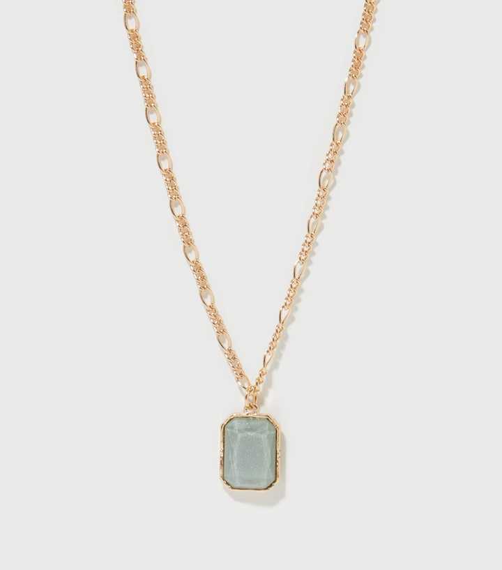 Pale Blue Gem Pendant Necklace