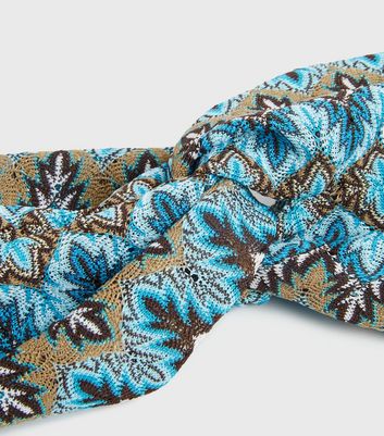 Damen Accessoires Blue Abstract Crochet Twist Headband