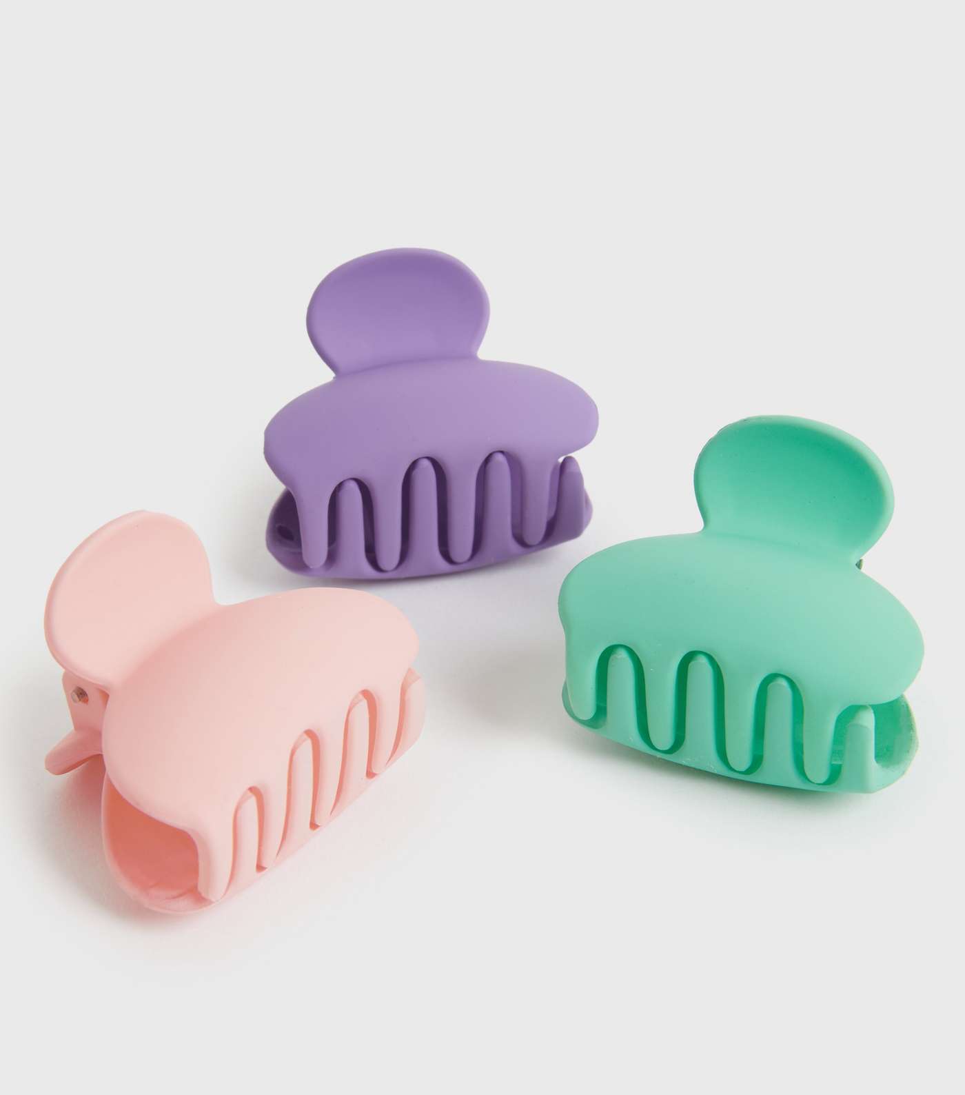 3 Pack Purple Light Pink and Green Matte Mini Claw Clips Image 2