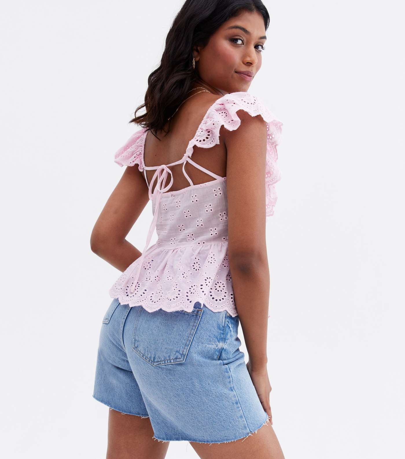 Pink Broderie Frill Tie Back Cami Image 4