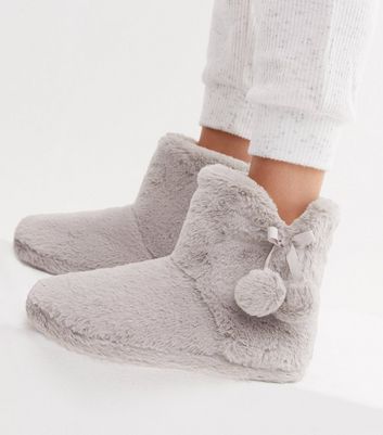 new look pom pom slippers