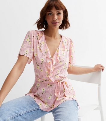Click to view product details and reviews for Pink Daisy Frill Wrap Blouse New Look. Click to view product details and reviews for Pink Daisy Frill Wrap Blouse New Look.