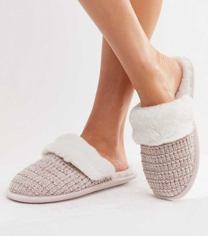 New Look Faux Fur Slip on Mule Slippers