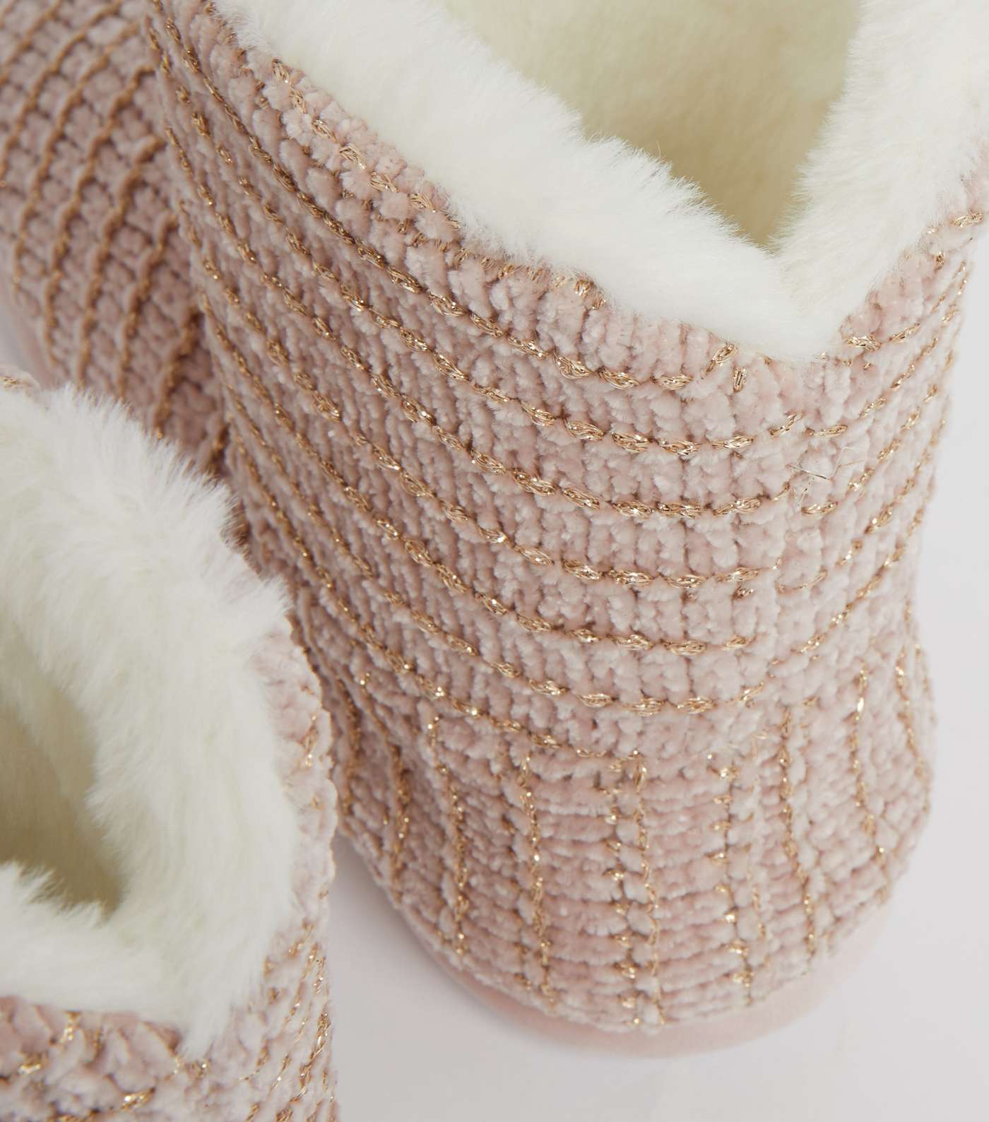 Pink Chenille Slipper Boots Image 4