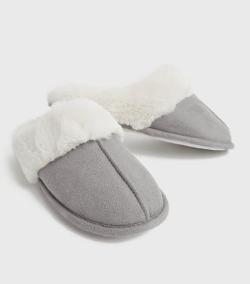 grey mule slippers women