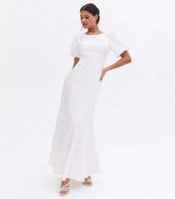 white puff sleeve maxi dress