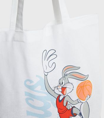 shop for White Looney Tunes Bugs Bunny Logo Canvas Tote Bag New Look at Shopo