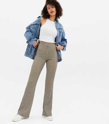 ONLY Tall Black Gingham Flared Trousers