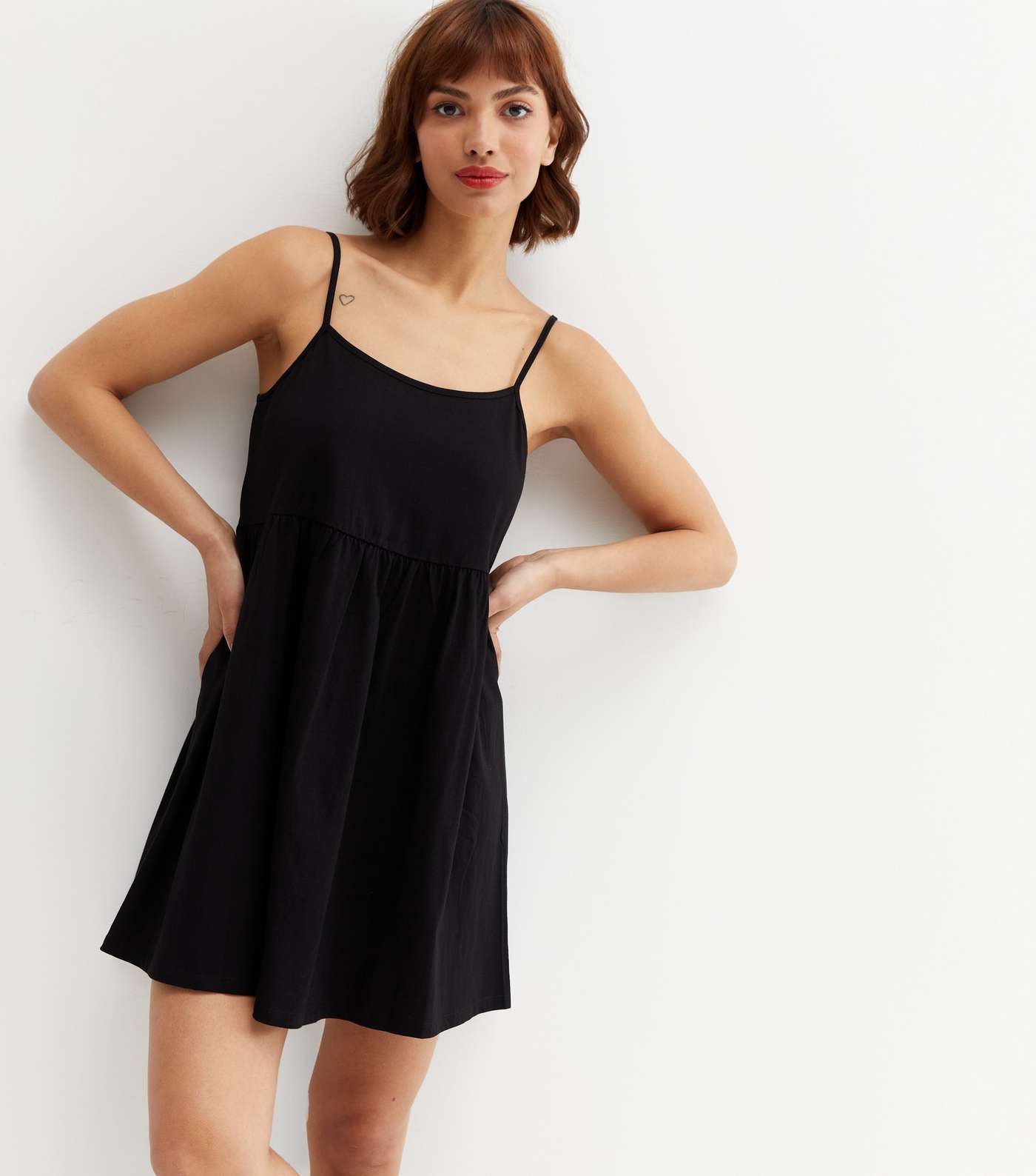 Black Jersey Strappy Mini Dress