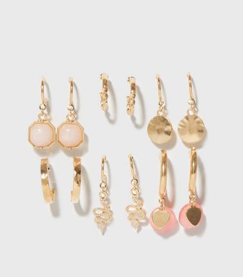 Damen Accessoires 6 Pack Gold Mixed Charm Hoop Earrings
