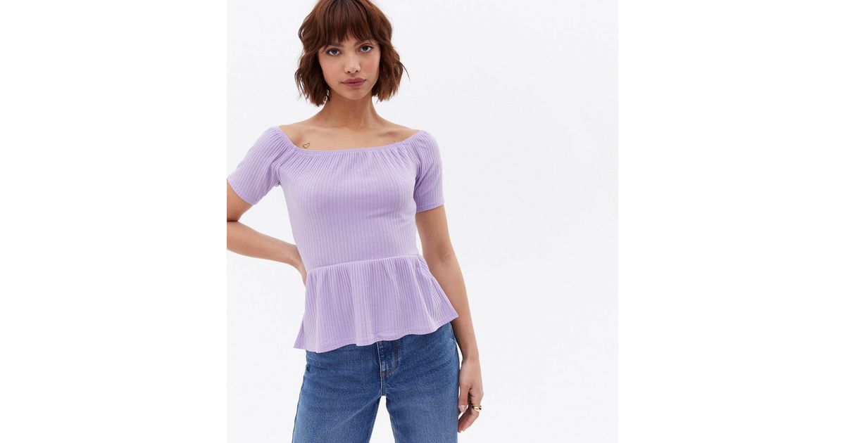 Bamboo Short Sleeve Peplum Top in Lilac
