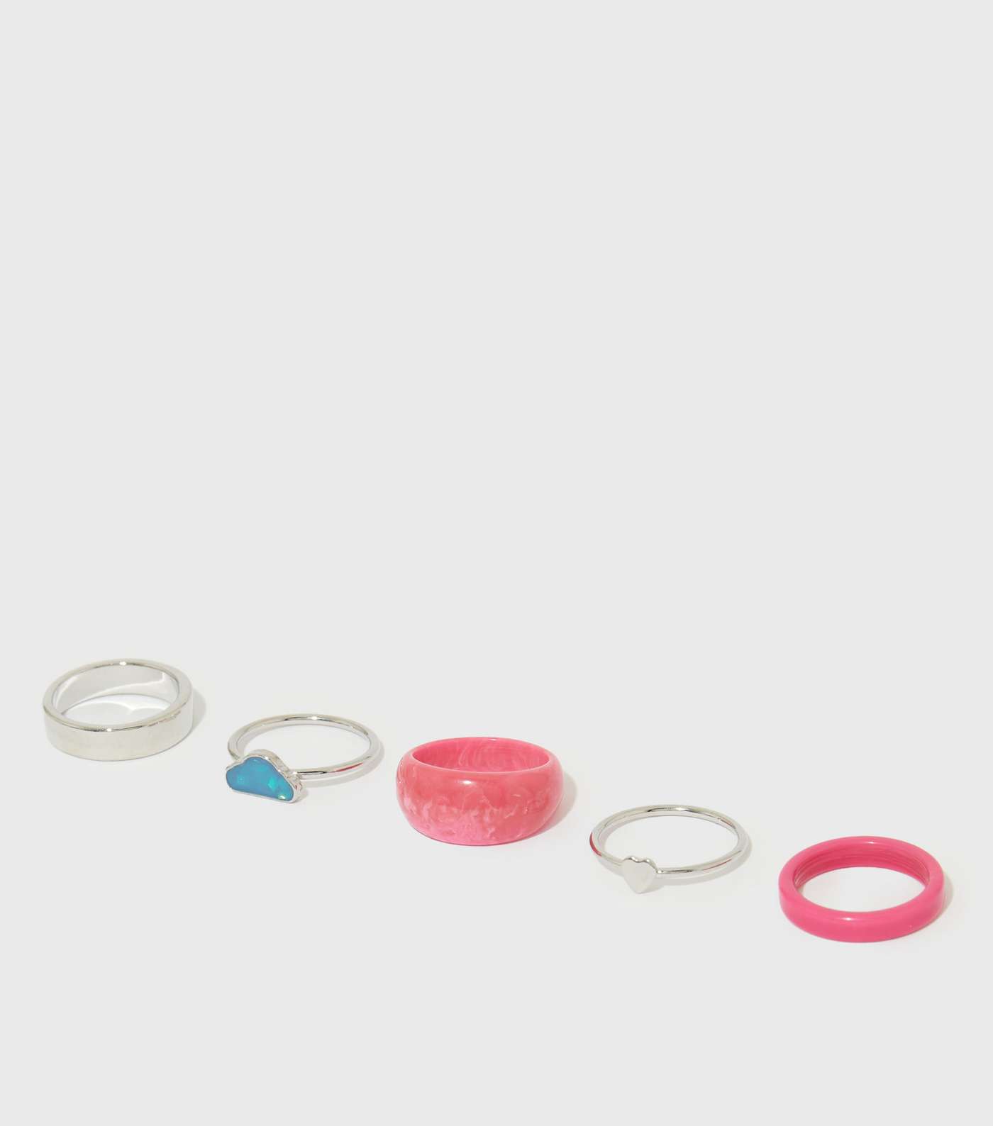 5 Pack Pink and Silver Cloud Rings Image 2