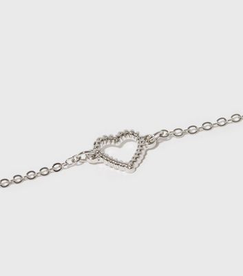 Damen Accessoires Silver Textured Heart Bracelet