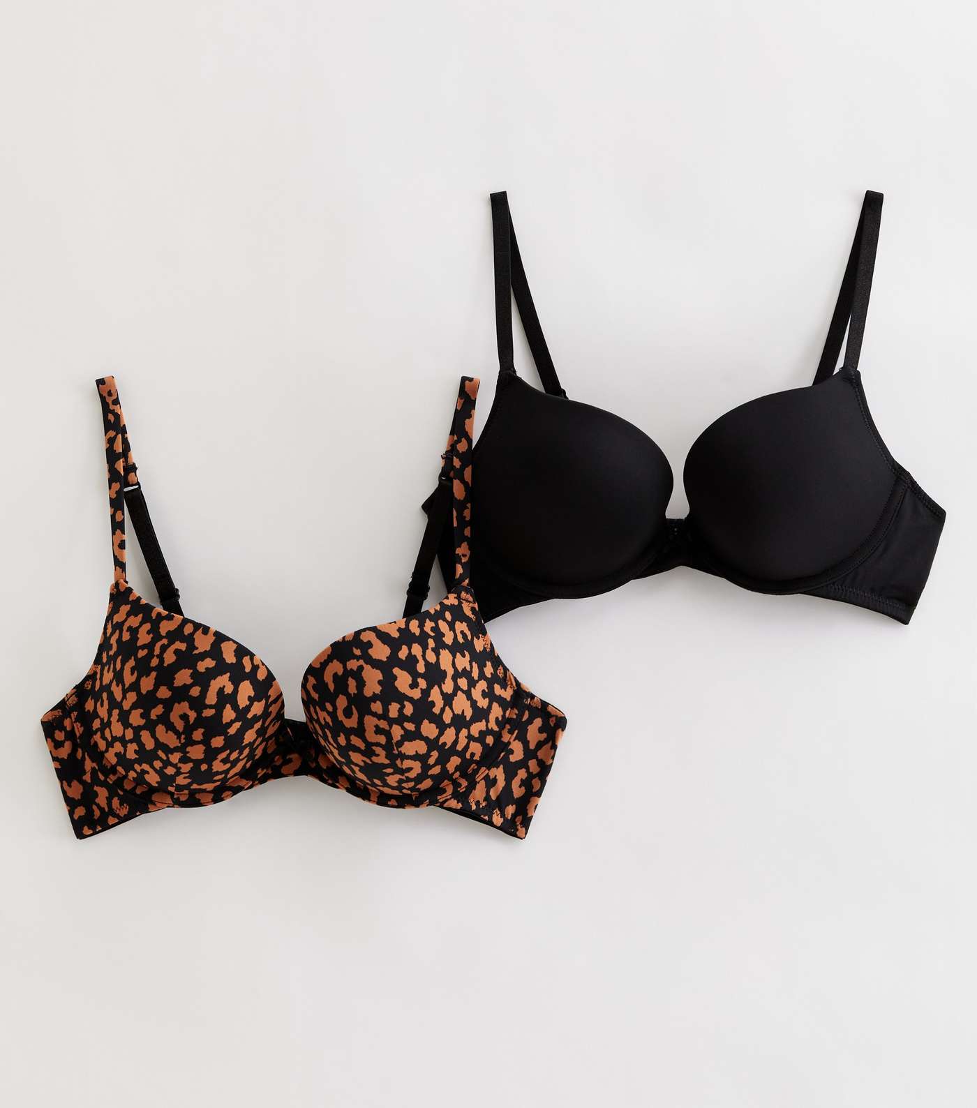 2 Pack Brown and Black Leopard Print Push Up Bras Image 5