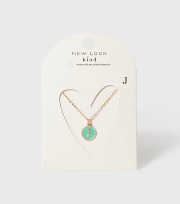 Gold J Initial Circle Pendant Necklace 