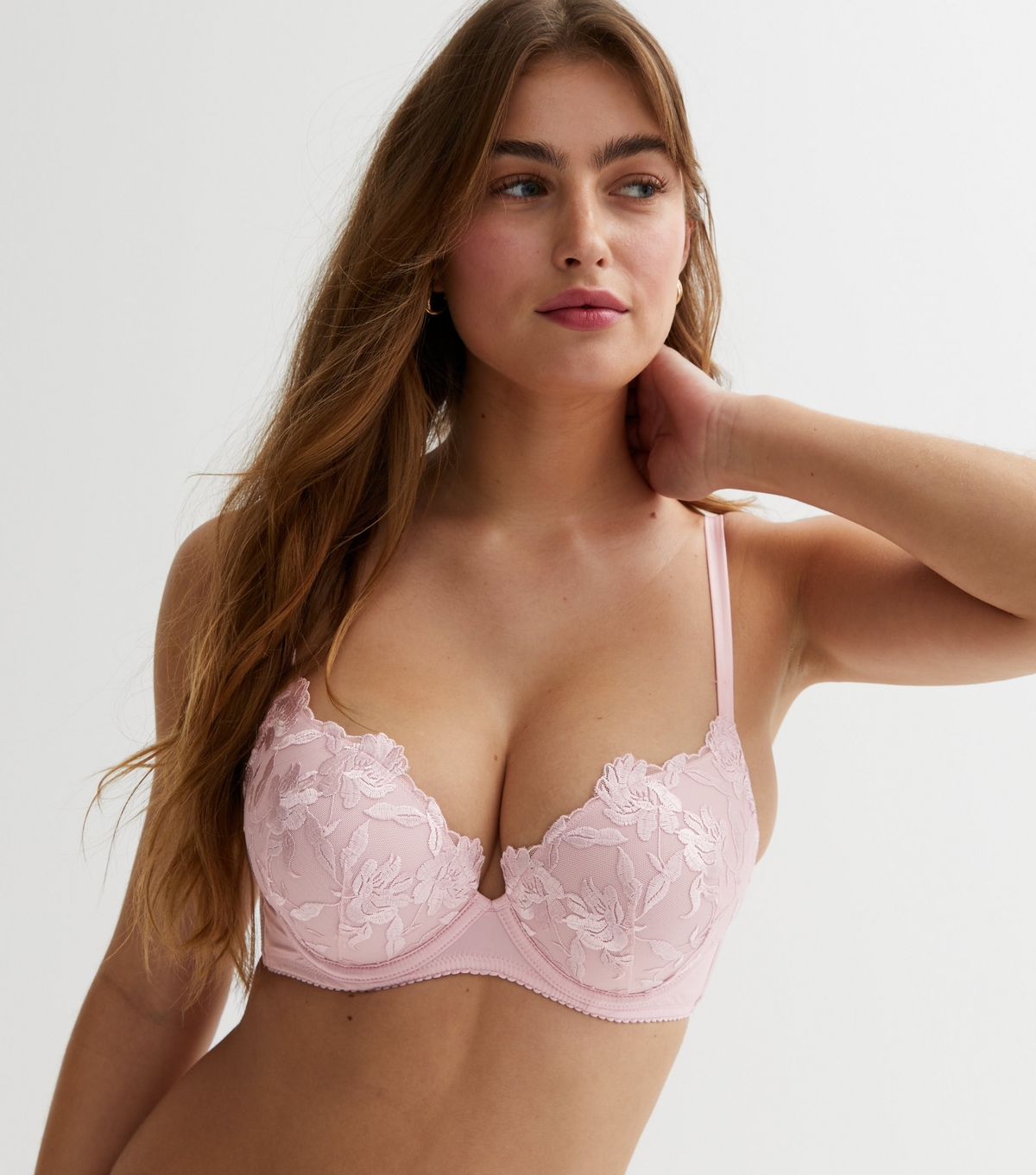 Women's Pink Floral Lace Boost Bra New Look