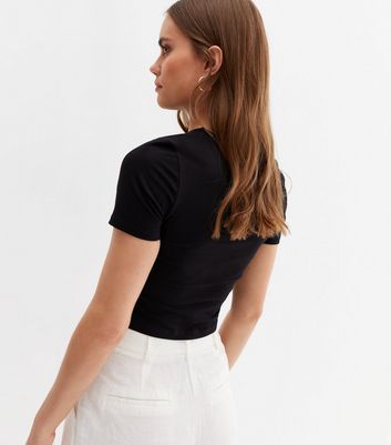Black Twist Front Cut Out T-Shirt | New 