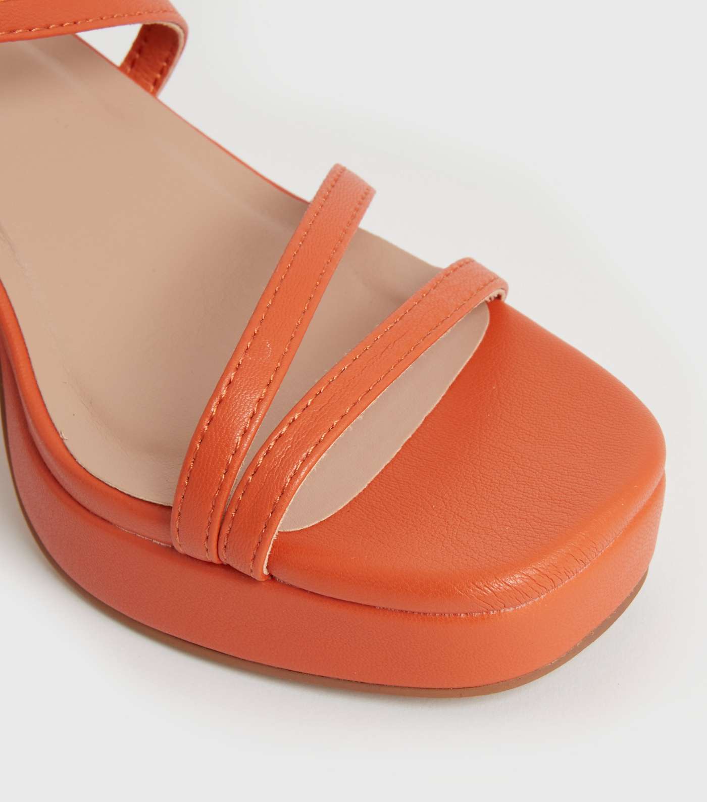 Bright Orange Strappy Block Heel Platform Sandals Image 4