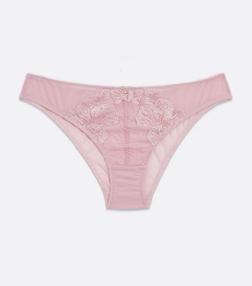 Mid Pink Lace Brazilian Briefs New Look