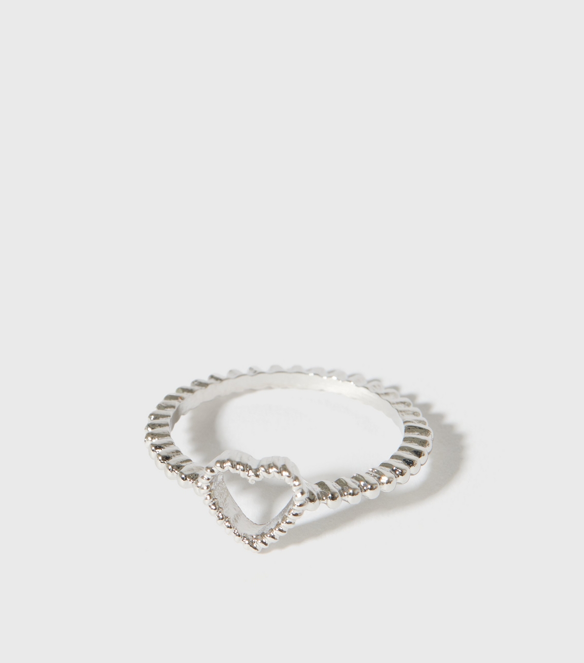 Silver Textured Heart Ring New Look