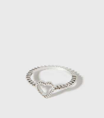 Silver Textured Heart Ring