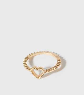 Gold Textured Heart Ring