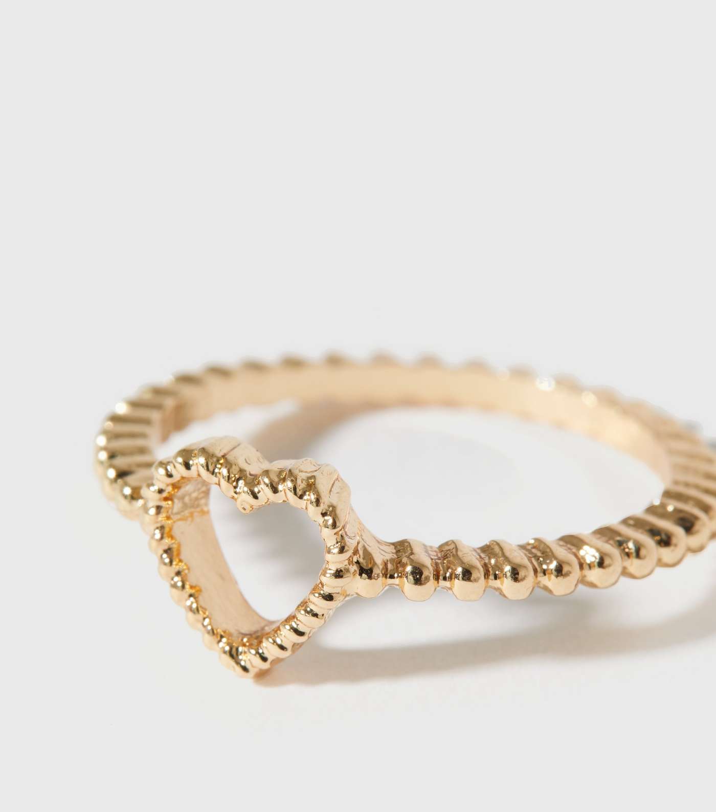 Gold Textured Heart Ring Image 2