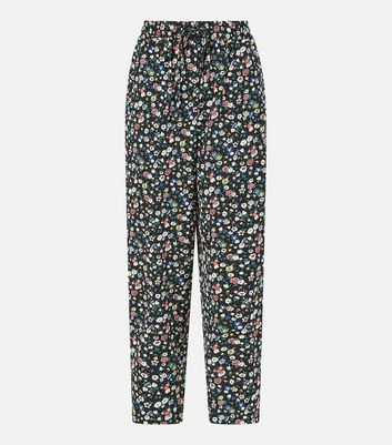 Click to view product details and reviews for Yumi Black Ditsy Floral Tie Crop Trousers New Look.