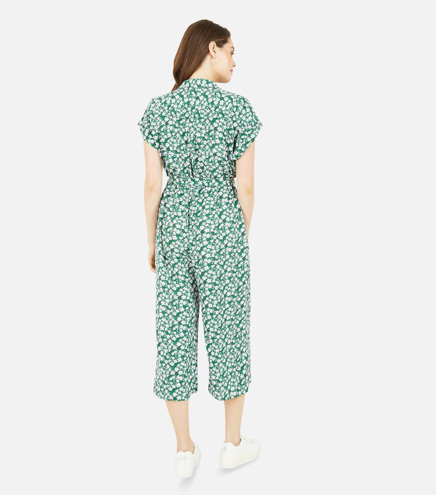 Yumi Green Ditsy Floral Belted Crop Jumpsuit Image 3