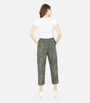 green leopard pants