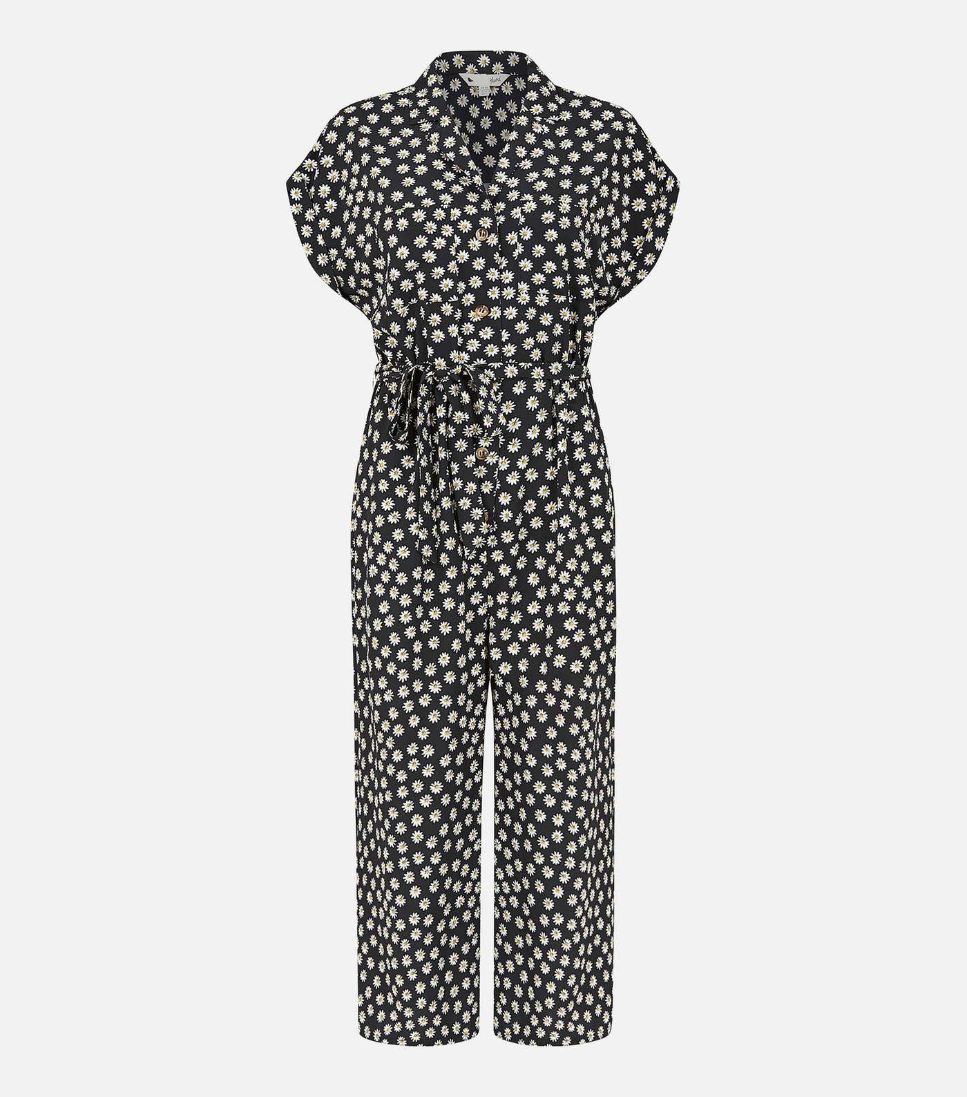 Yumi Black Ditsy Floral Belted Jumpsuit Image 4