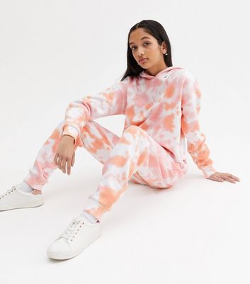 Girls Orange Tie Dye California Logo Joggers | New Look