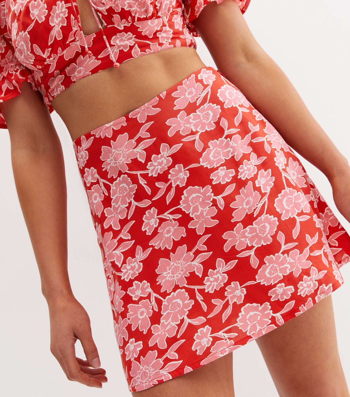 Red Floral Mini Skirt Image 2