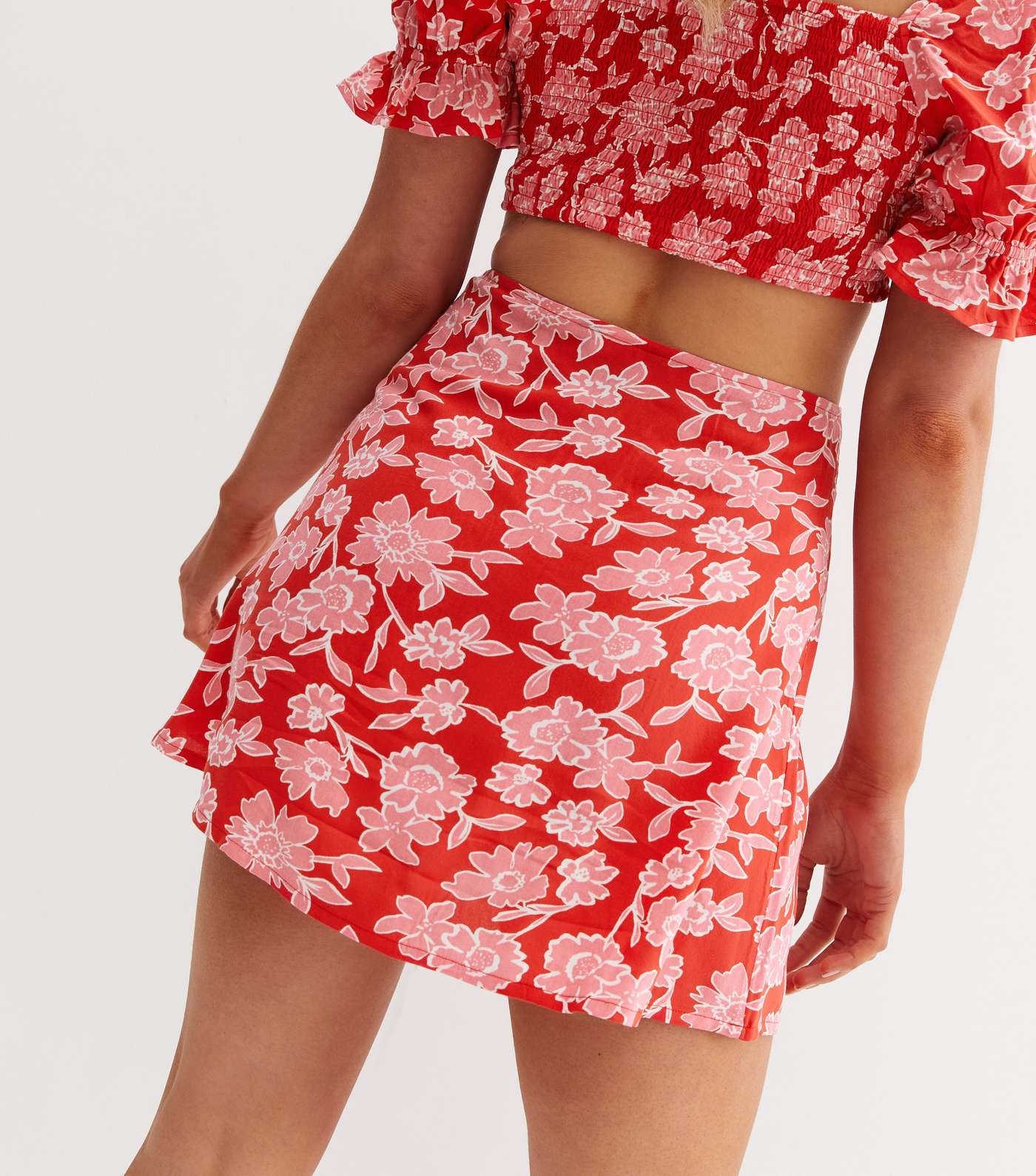 Red Floral Mini Skirt Image 4