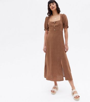 Button front shop square neck dress