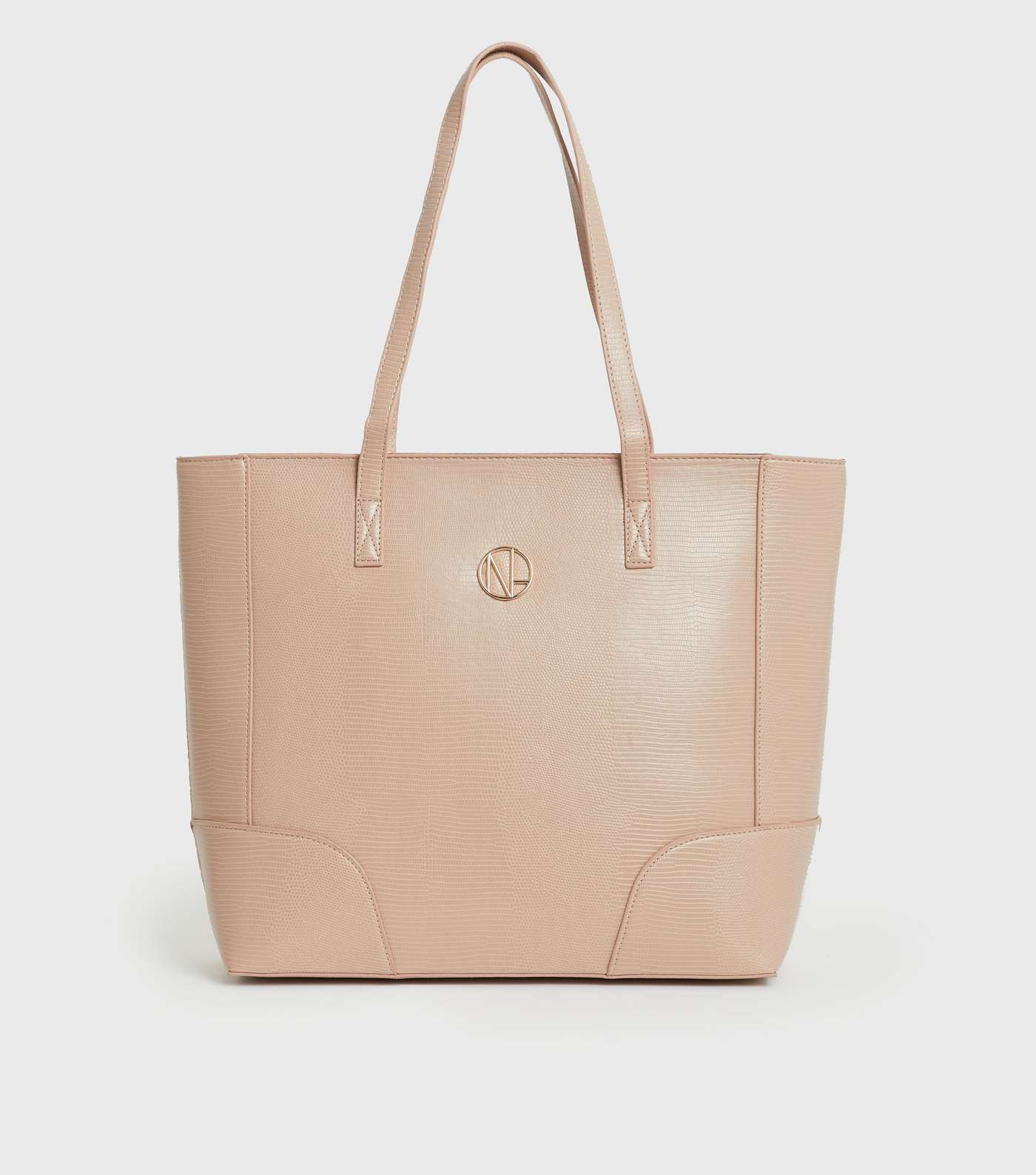Pale Pink Leather-Look Logo Tote Bag