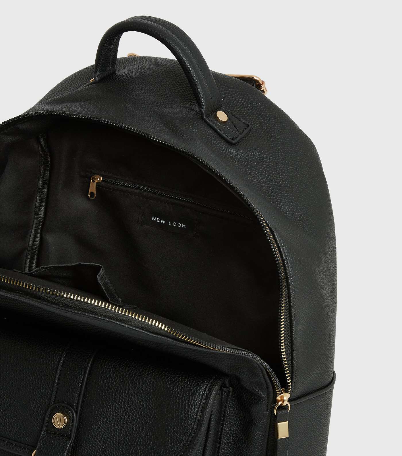 Black Leather-Look Ring Front Backpack Image 4