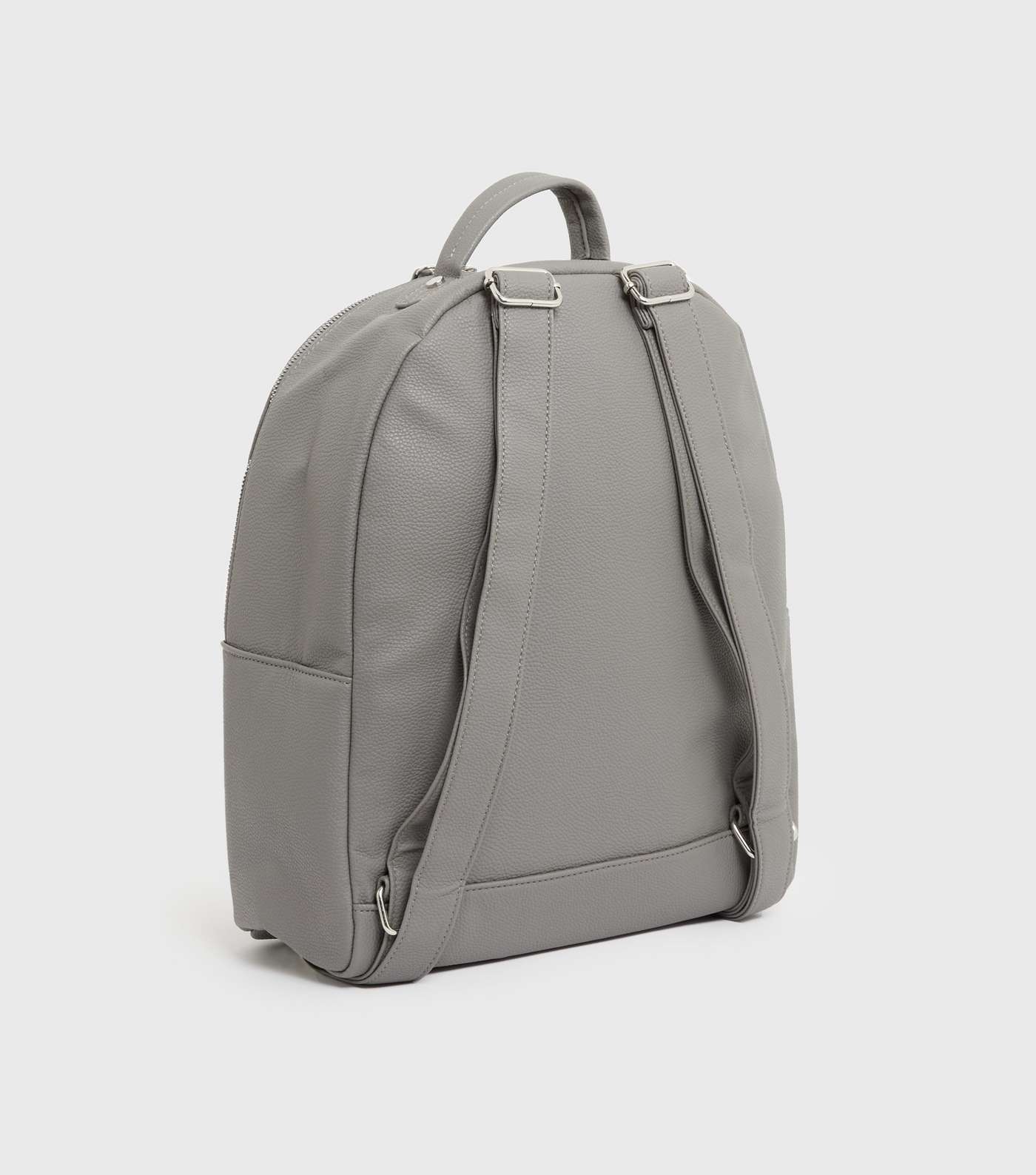 Grey Leather-Look Ring Front Backpack Image 3