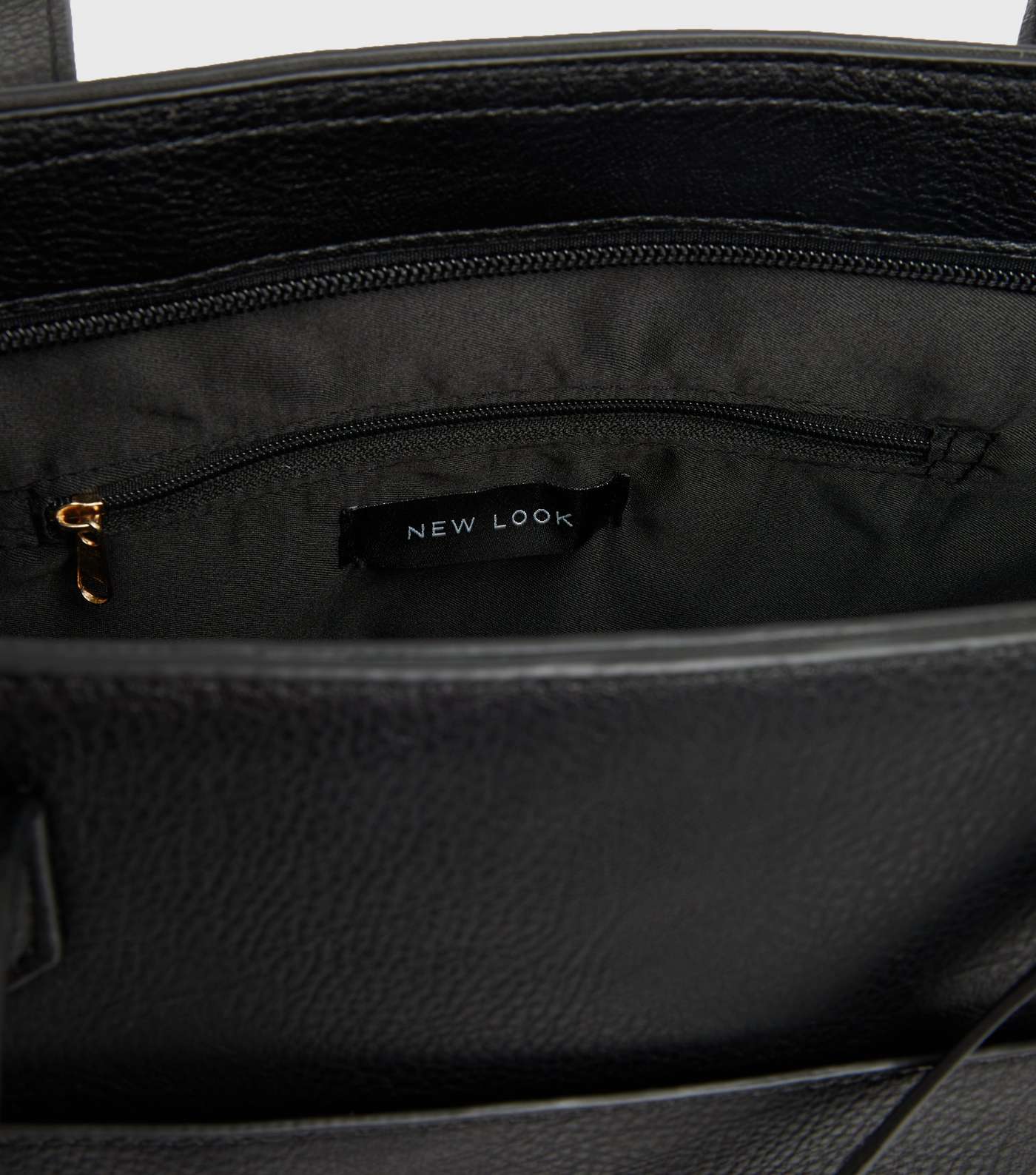 Black Leather-Look Tassel Pocket Front Tote Bag Image 4